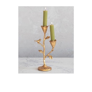Modern Gold Finish Flower & Birds Tapper <b>Candle</b> Holder Home Decor Diwali Festive Occasion <b>Candle</b> Holder Kitchen <b>Dinner</b> Table - Product Image 1