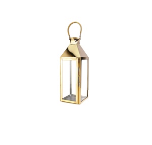 Decorative Antique Style Modern <b>Brass</b> <b>Lantern</b> With Glass Panels And Candle For Home Decoration - Product Image 1