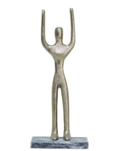 Sculpture Moderne Abstraite en Aluminium - Statue Masculine Métallique Minimaliste avec Bras Élévés pour Décoration Intérieure Contemporaine - Product Image 3
