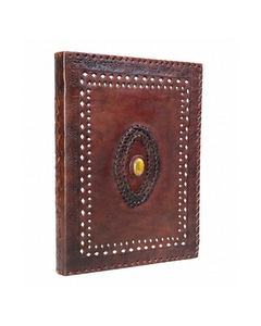 Vintage Leather Journal, Embossed Leather Notebook, Brown Writing Diary, Gemstone Journal, Travel Sketchbook, Gift for Writer - Product Image 1