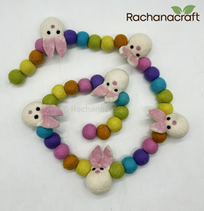 Handmade Natural Felt Doll Garland Eco-Friendly <b>Wool</b> Easter Decoration-Pastel Nursery Wall Hanging-Sustainable Spring Party - Product Image 2