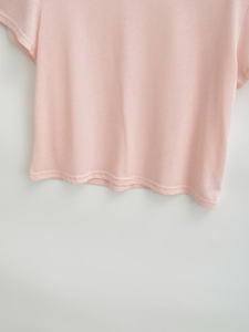 T-shirt court essentiel minimaliste rose pâle pour femme 2026 – Coupe ajustée en coton uni à manches courtes, décontracté, basique, été, rose blush HD - Product Image 2