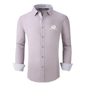 Camisa de Vestir Personalizable para Hombre, de Manga Larga, Mezcla de Algodón Ecológico y Transpirable, Corte Entallado, Estilo Casual de Negocios y Formal - Product Image 1