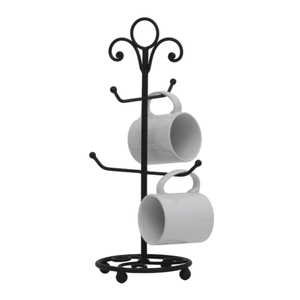 Extendable Metal Mug Holder Stand With Curved Hooks Double Tier Industrial Style Kitchen <b>Storage</b> Rack For Tableware - Product Image 1