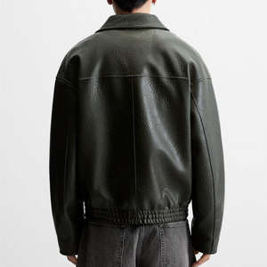 Veste en cuir unisexe, veste en cuir gaufré, veste vintage de style universitaire pour homme, veste en similicuir oversize - Product Image 2