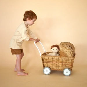 Four-wheeled trolley rattan cover and iron frame Handmade Storage Basket Wholesale eco-friendly Made in Vietnam Ready to stock - Product Image 4