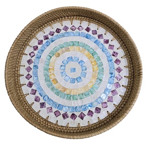 Bandejas DE SERVICIO DE MADERA clásicas ecológicas de moda 100% bambú Natural Hathai laca perla competitiva comida casera servicio elegante - Product Image 1