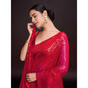 Fabzonefabindia Designer Evening Saree con trabajo de secuencia para ropa de fiesta - Product Image 5