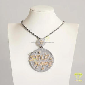 Custom Motivational Hip Hop Pendant for Men with Hand Set Moissanite Diamonds and 925 Silver Jewelry - Product Image 6
