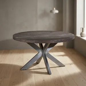 Modern Round Coffee <b>Table</b> with Wood Top and Metal Base Minimalist Design <b>Nesting</b> Living Room Furniture Handmade Home Decor - Product Image 1