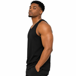 Débardeur noir pour homme Cosh International avec visage jaune brillant sur l'arrière du débardeur - Product Image 5