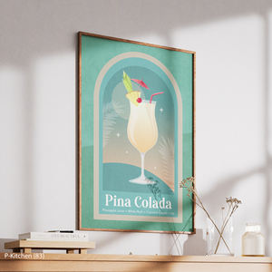 Impression sur toile pour cuisine, illustration artistique de cocktail tropical Pina Colada, décoration murale moderne sur le thème des boissons - Product Image 3