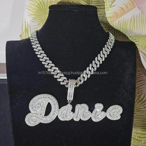 Collier chaîne personnalisé style rappeur avec pendentif « DANIE » en moissanite et diamants, bijoux scintillants - Product Image 1