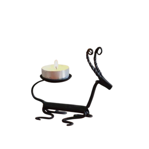 Portavelas de Alambre de Hierro Negro Hecho a Mano con Forma de Reno para Velas de Té, Decoración Navideña para el Hogar, Decoración para Eventos y Bodas, Amplia Variedad - Product Image 1