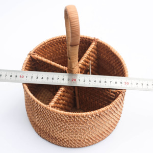 Cesta Redonda de Mimbre Tejido de Primera Calidad con Compartimentos Divididos – Accesorio Ecológico para Mesa de Comedor - Product Image 6