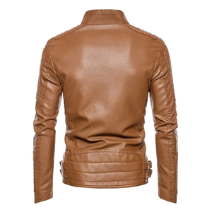 Custom Made Logo Your Own Design Outdoor <b>Canvas</b> Leather Men's Winter Jacket with Stand Collar High Quality Waterproof Breathable - Product Image 3