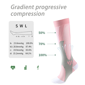 Chaussettes de compression hautes pour la course à pied, respirantes, en jacquard tricoté, spandex, polyester, motif géométrique, pour adultes, chaussettes de sport - Product Image 3