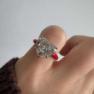 แหวนเพชรโมอิสซาไนต์รูปหัวใจชุบโรเดียม S925 งานสั่งทำพิเศษ หรูหรา น้ำหนัก 2 กะรัต 3 กะรัต 4 กะรัต สำหรับงานแต่งงาน งานหมั้น 男女兼用 - Product Image 4