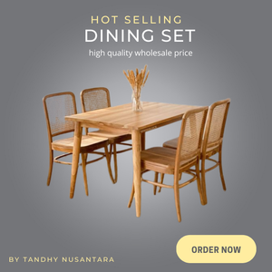 Juego de muebles de comedor de madera maciza de teca para restaurante, juego de comedor con 4 sillas, fabricación de diseño personalizable en Indonesia - Product Image 6