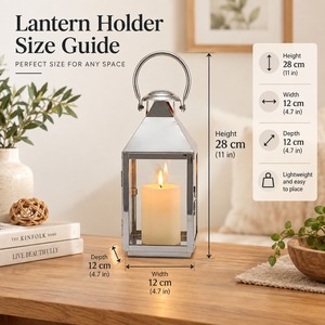 Lanterne porte-bougie en acier inoxydable avec panneaux en verre et poignée pour la décoration de la maison - Product Image 4