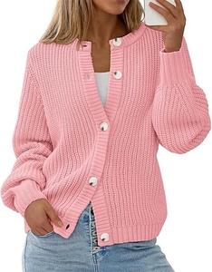 Pull en tricot rose à col rond pour femme, mélange de laine douce, confortable et léger - Product Image 4