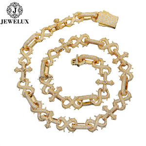 Premium Moissanite <b>Statement</b> <b>Necklace</b> 925 Silver Rhodium Plated Cross Link Chain Hip Hop Unisex Jewelry Indian Supplier - Product Image 5
