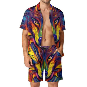 Conjunto Deportivo GENERSA para Hombre, Camiseta de Manga Corta con Cuello Redondo Estampado, Pantalones Cortos con Cintura Elástica, Transpirable, 100% Algodón Tejido, 320g, Verano - Product Image 6