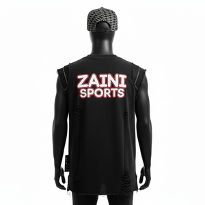 Camiseta sin mangas para hombre, jersey de algodón premium, suave y transpirable, con logo personalizado, 100% algodón, camiseta para hombre, corte holgado, estampada - Product Image 2