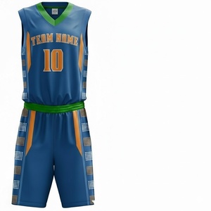 Conjunto de Camiseta de Baloncesto Personalizada para Hombre, sin Mangas, Cuello en V, Sublimada, Absorbe la Humedad, Ropa Deportiva, Nombre del Equipo 10, Azul, Naranja, Verde - Product Image 1