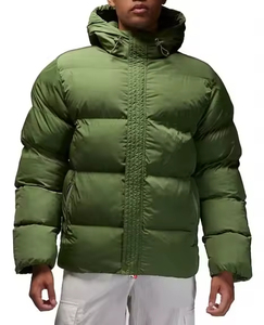 Men's <b>Yellow</b> Hooded <b>Puffer</b> <b>Jacket</b> Casual Winter Down Filled Zipper Closure Loose Fit Short Length Windproof Polyester Shell - Product Image 1