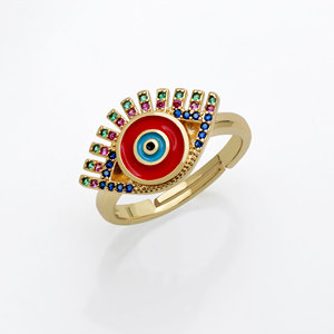 Wholesale Gold Plated Sterling Silver CZ Devil's Eye Fine <b>Ring</b> Jewelry Red Enamel <b>Adjustable</b> Women <b>Ring</b> Jewelry Gift Party - Product Image 1