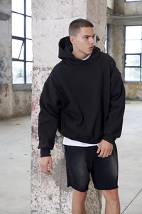 Sweat-shirts à capuche surdimensionnés pour hommes, imprimés sur mesure, double couche, coupe courte et ample, 100% coton, pour l'hiver, ODM - Product Image 4
