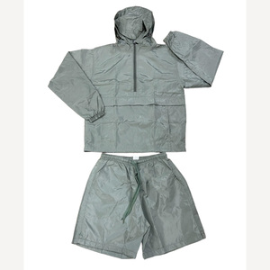 Custom Men's Summer Nylon Tracksuit Set <b>Wind</b> <b>Breaker</b> Zip Hoodie and Shorts Anorak Windbreaker Short Set - Product Image 2
