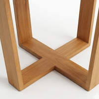 Mesa Auxiliar Redonda Moderna de Madera de Teca Sólida, Mesa de Centro de Madera Hecha a Mano, Mueble Ecológico para Sala de Estar