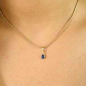 14K <b>Solid</b> Yellow <b>Gold</b> Teardrop Charm <b>Pendant</b> with Garnet Topaz or Diamond Options - Product Image 3