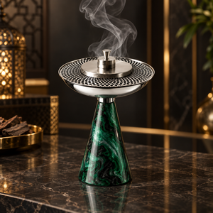 Brûleur à Bakhoor en Acier Inoxydable Effet Marbre, Brûleur à Oud Arabe, Support Décoratif pour Parfum d'Ambiance Maison Automne Printemps 100% Naturel - Product Image 2