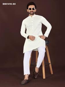 Collection de Kurta-Pyjama prêts-à-porter à manches longues et longueur genou en coton doux de qualité supérieure avec broderie Lucknowi Chickankari – Fournisseur indien - Product Image 4