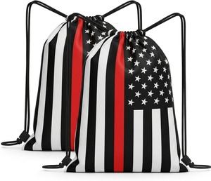 Wholesale Custom American Flag <b>Drawstring</b> <b>Backpack</b> Water Resistant Lightweight Patriotic Cinch Gym Sack For Sports Travel Bulk - Product Image 1