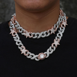 สร้อยคอแฟชั่นทรงดาวประดับมอสซาไนต์ทรงกลมเจียระไนแบบบริลเลียนท์  ชุบทองคำสีกุหลาบหรูหราบนเงินแท้ S925  แบบไมโครเพฟ  สำหรับทั้งชายและหญิง - Product Image 5