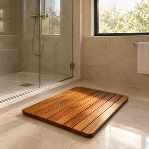Solid Teak Wood Bath <b>Mat</b> <b>Wooden</b> <b>Shower</b> Floor <b>Mat</b> Bathroom Spa Non Slip Slatted Decking <b>Mat</b> Hotel Apartment Custom Size - Product Image 1