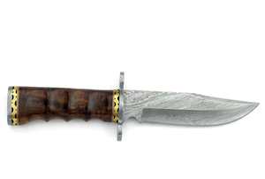 Couteau de chasse artisanal en acier Damas à pointe clip, avec manche en noyer rainuré pour une prise de main optimale - Product Image 5