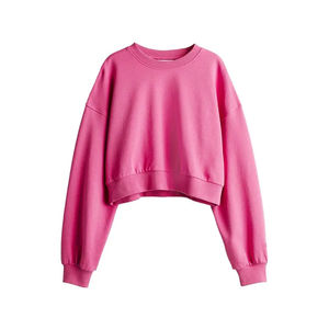 Wholesale Custom Logo Print High Quality Fleece Terry <b>Pullover</b> <b>Jumper</b> Crop Top <b>Pullover</b> Terry Cropped Crop Sweatshirt Women - Product Image 3