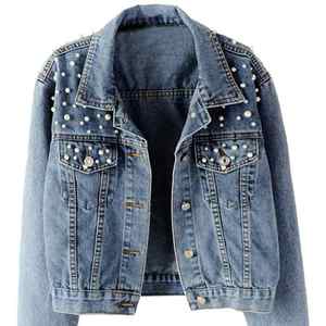 Custom Eco-Friendly Breathable Long Sleeve Acid Washed <b>Denim</b> Jacket for Women Casual Button-Decorated Jean <b>Coat</b> Pockets Autumn - Product Image 6
