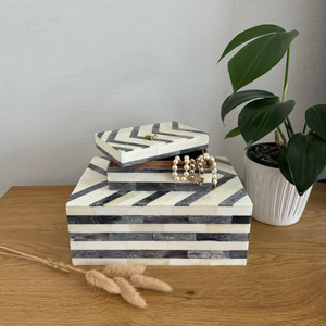 Decorative Bone Inlay Jewelry <b>Chest</b> Handmade Wooden <b>Storage</b> Box for Earrings Bracelets Necklace and Rings - Product Image 2