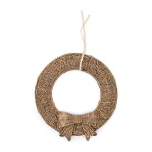 Best Price Handcrafted Rattan Christmas Decorations, Woven Grass <b>Wreath</b> with Bow for Winter Festival Display - Product Image 1