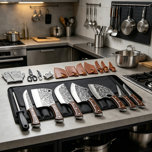 Couteau de <span class=keywords><strong>boucher</strong></span> de qualité supérieure, acier chinois à haute teneur en carbone, ensemble de couteaux de cuisine, manches en bois, multi-usages, avec sacs en nylon portables - Product Image 5