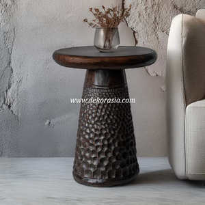 Mesa Auxiliar Redonda de Madera de Teca de Lujo Moderno para Sala de Estar, Dormitorio y Decoración de Interiores del Hogar - Product Image 5