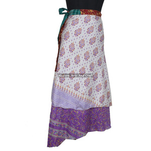 Two Layer Silk Sarong <b>Wrap</b> <b>Skirt</b> Newest Summer Printing Girls Silk <b>Skirt</b> Indian Silk <b>Wrap</b> Vintage Women Handmade Double Layer - Product Image 4