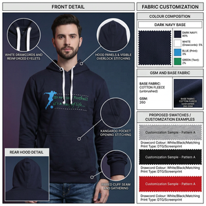 Sudadera con Capucha Gráfica de Fútbol para Hombre, Forro Polar de Algodón 260 GSM, Capucha con Cordón Ajustable, Colores Personalizados, Marca Privada - Product Image 3
