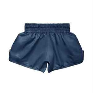 Pantalones Cortos de Muay Thai con Logotipo Personalizado, Pantalones Cortos de Kickboxing Azul Marino Satinado, Pantalones Cortos de Entrenamiento MMA para Hombre, Pantalones Cortos Profesionales de Boxeo Tailandés - Product Image 2